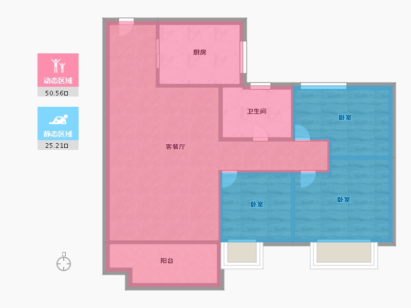 浙江省-嘉兴市-碧桂园·蔚蓝-67.99-户型库-动静分区