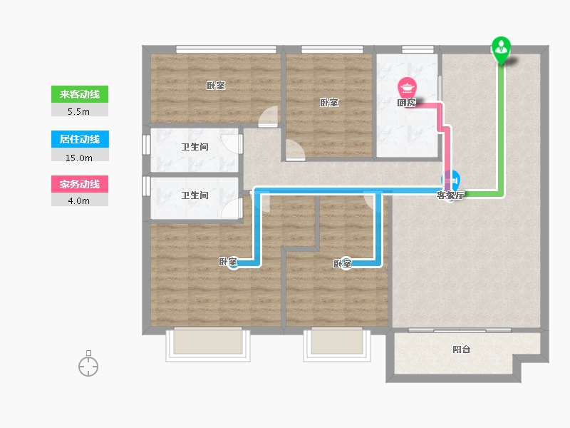 浙江省-嘉兴市-碧桂园·蔚蓝-105.00-户型库-动静线