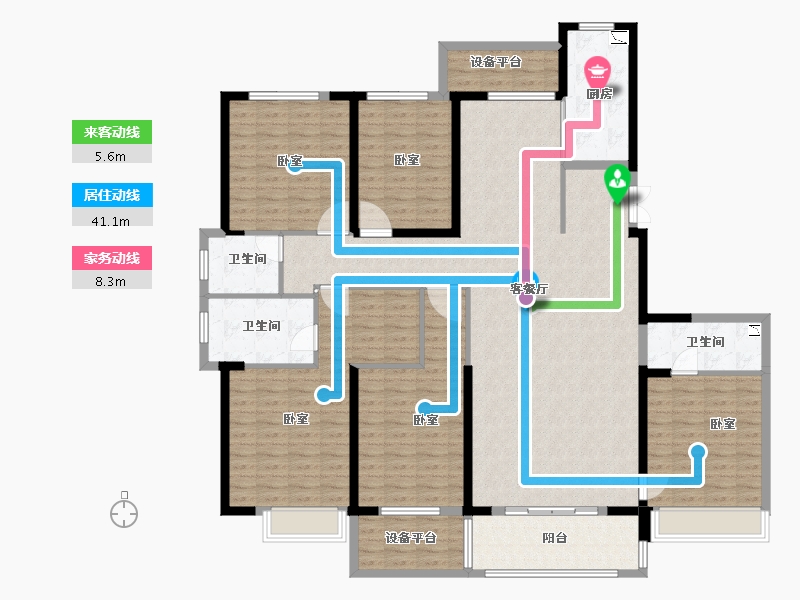 山东省-菏泽市-龙翔中央檀府-190.19-户型库-动静线