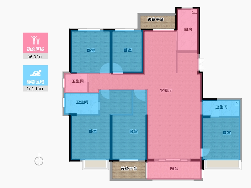 山东省-菏泽市-龙翔中央檀府-190.19-户型库-动静分区