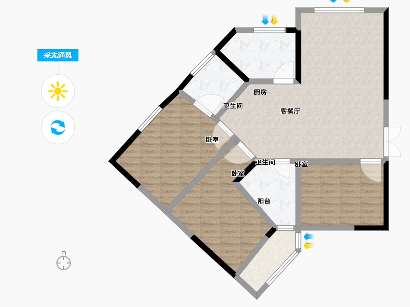 河南省-郑州市-华美仟企汇-104.86-户型库-采光通风