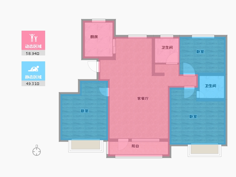 山东省-菏泽市-冠泽海棠湾-96.00-户型库-动静分区