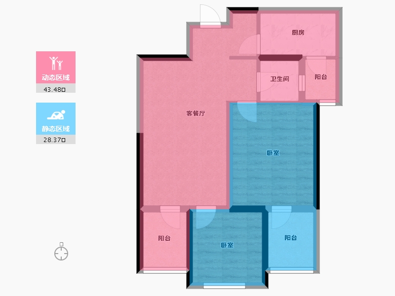 河南省-郑州市-风和朗庭-63.00-户型库-动静分区