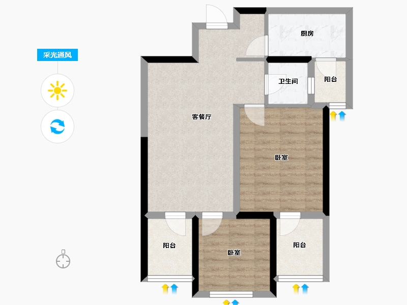 河南省-郑州市-风和朗庭-63.00-户型库-采光通风