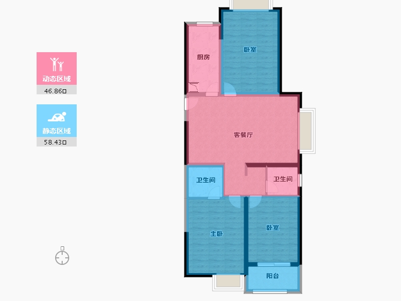 河南省-郑州市-朗悦公园府-94.00-户型库-动静分区