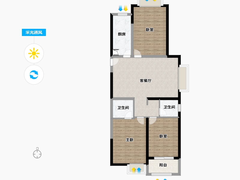 河南省-郑州市-朗悦公园府-94.00-户型库-采光通风