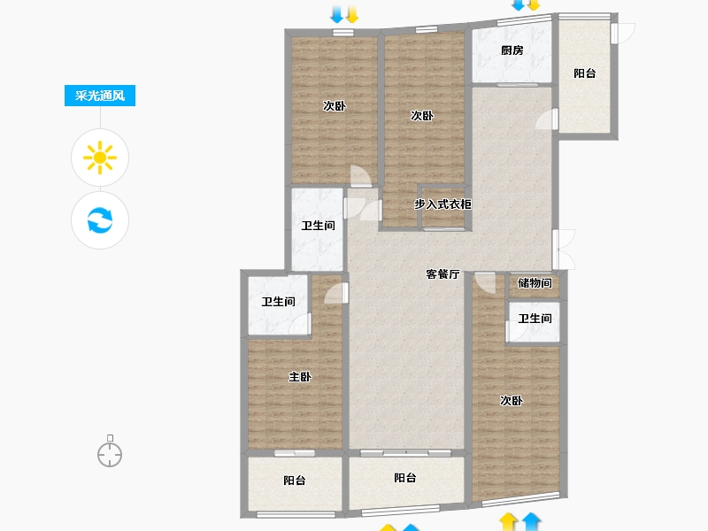 山东省-临沂市-天基黄金水岸-180.13-户型库-采光通风