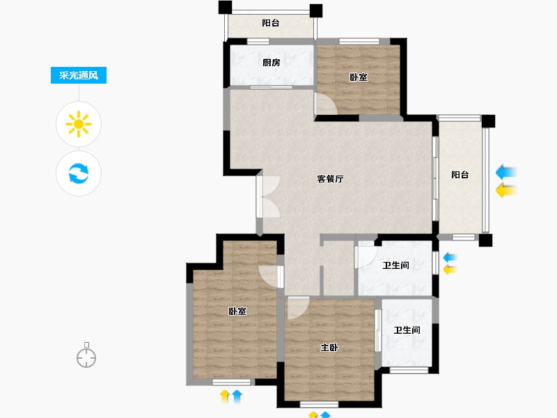 河南省-郑州市-郑东华府·TIVOLI-103.00-户型库-采光通风