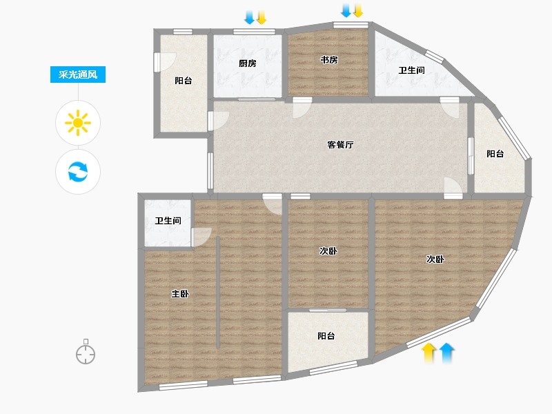 山东省-临沂市-天基黄金水岸-163.67-户型库-采光通风