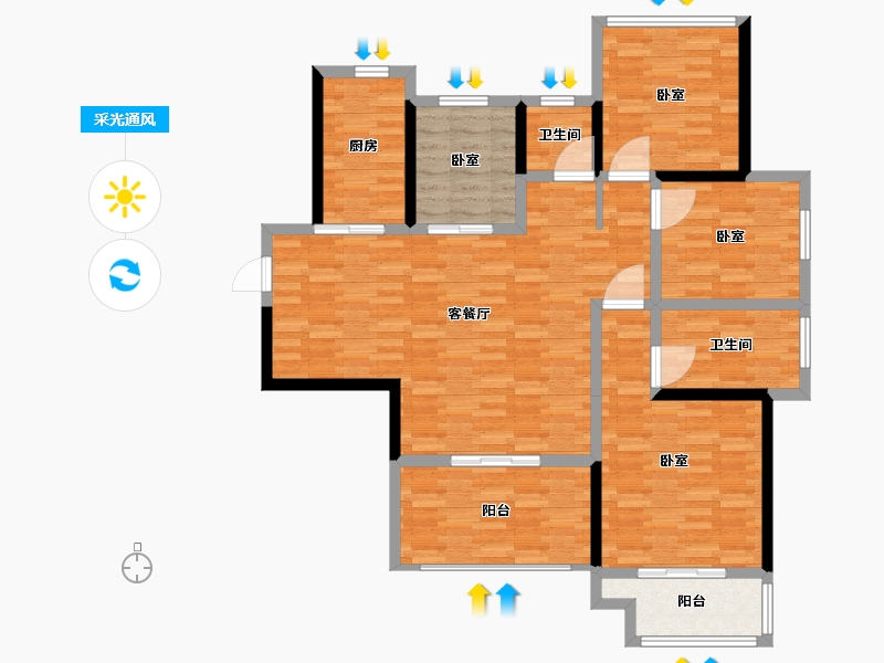 河南省-郑州市-佳源·名门橙邦-118.00-户型库-采光通风