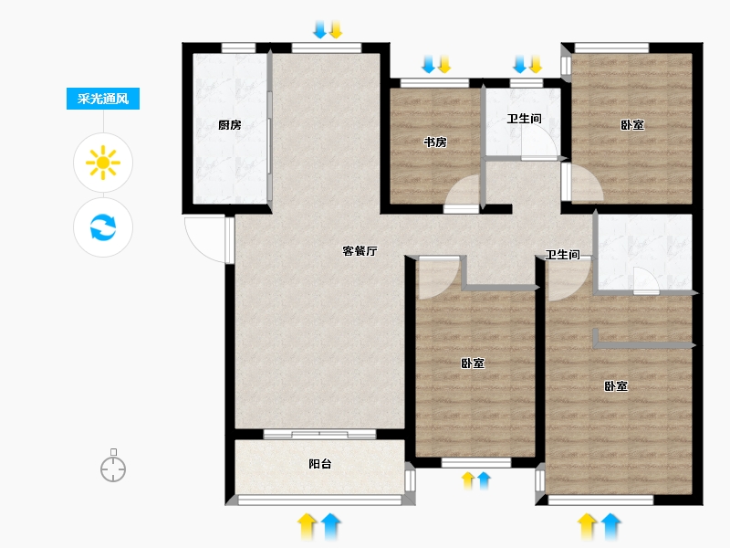 山东省-德州市-绿城德达·玉园-112.00-户型库-采光通风