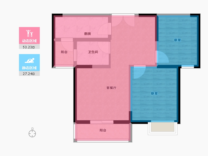 河南省-郑州市-明天香槟花园-71.23-户型库-动静分区