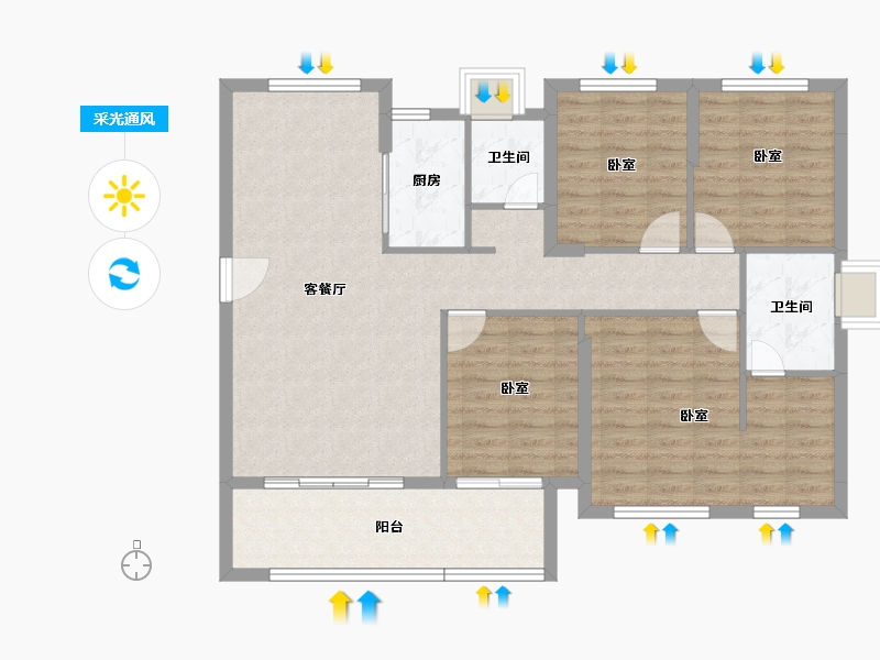 福建省-泉州市-力高君逸府-107.07-户型库-采光通风