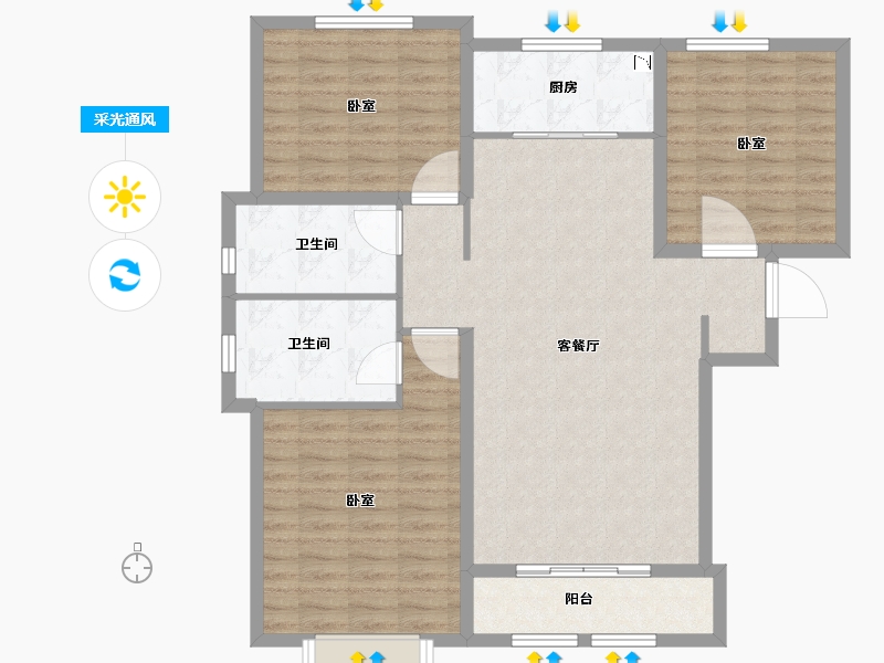 河南省-焦作市-中嘉美景-106.00-户型库-采光通风