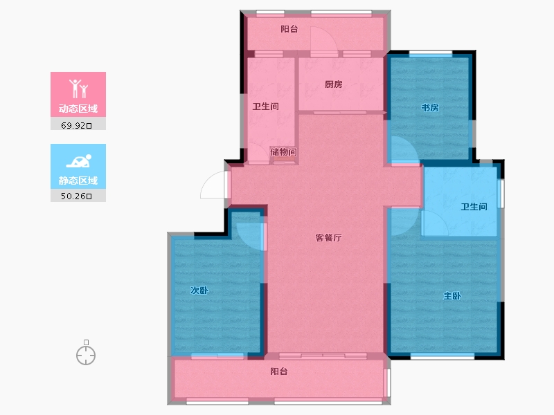 山东省-济南市-金域蓝山-108.01-户型库-动静分区