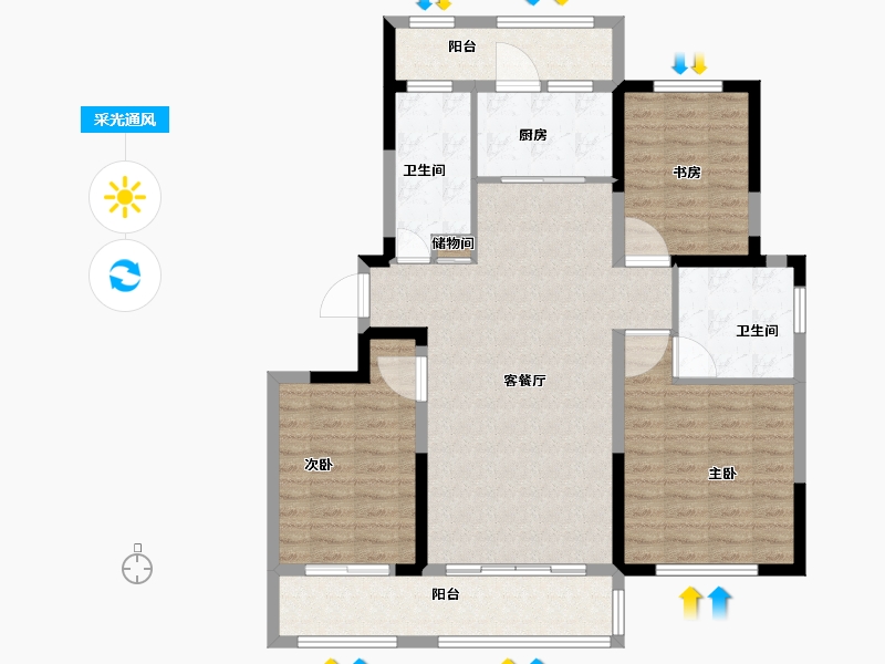 山东省-济南市-金域蓝山-108.01-户型库-采光通风