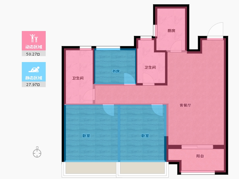 浙江省-嘉兴市-鸿翔海棠湾-70.00-户型库-动静分区