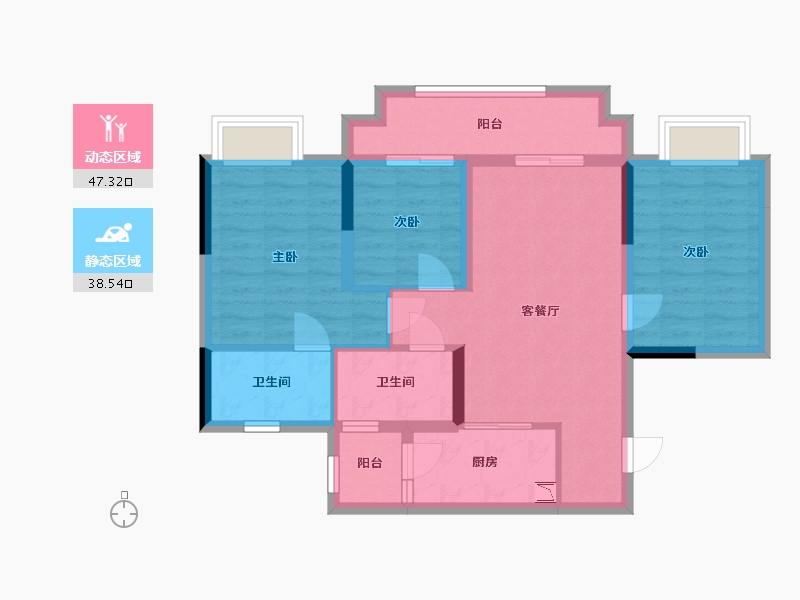 重庆-undefined-美的云来-75.70-户型库-动静分区