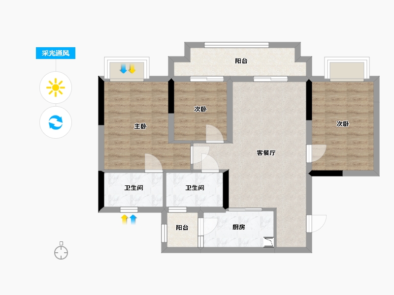 重庆-undefined-美的云来-75.70-户型库-采光通风