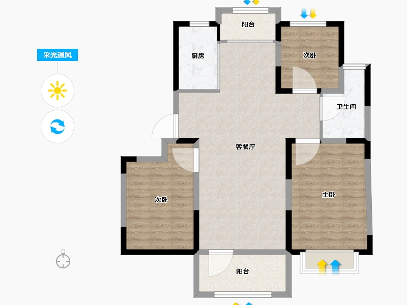 山东省-威海市-威高水韵康桥-94.00-户型库-采光通风