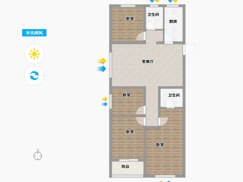 山东省-菏泽市-菏泽华联广场-124.05-户型库-采光通风