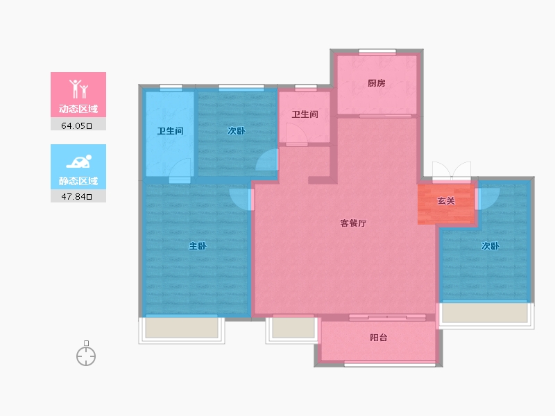 山东省-淄博市-保利华府-101.00-户型库-动静分区