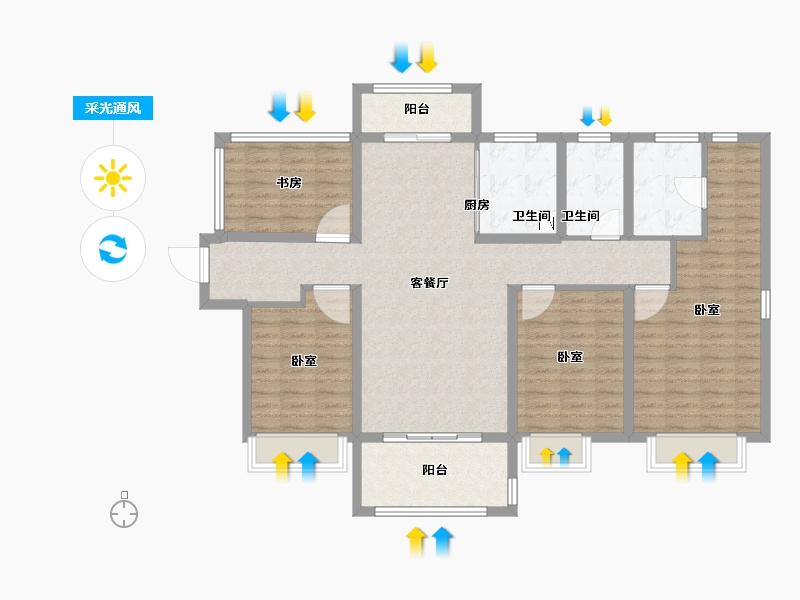 河南省-郑州市-信保·春风十里-120.41-户型库-采光通风