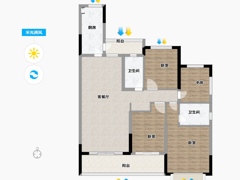 浙江省-绍兴市-绍兴恒大珺睿府-115.00-户型库-采光通风