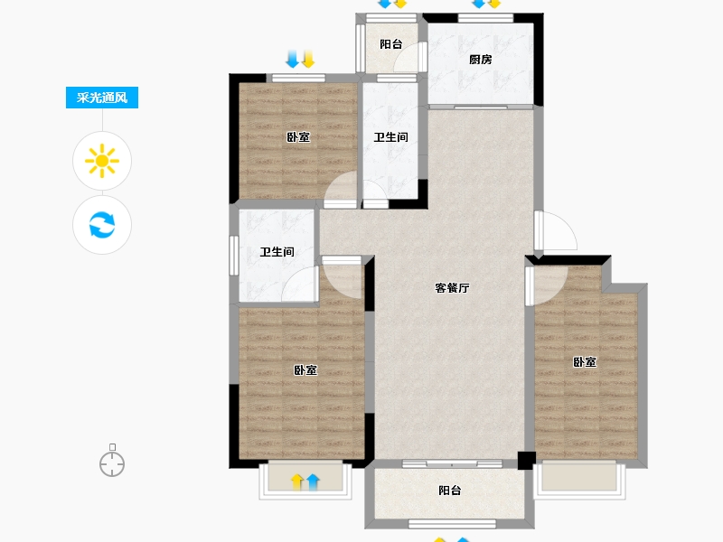 山东省-滨州市-京博·儒苑上邦-104.00-户型库-采光通风