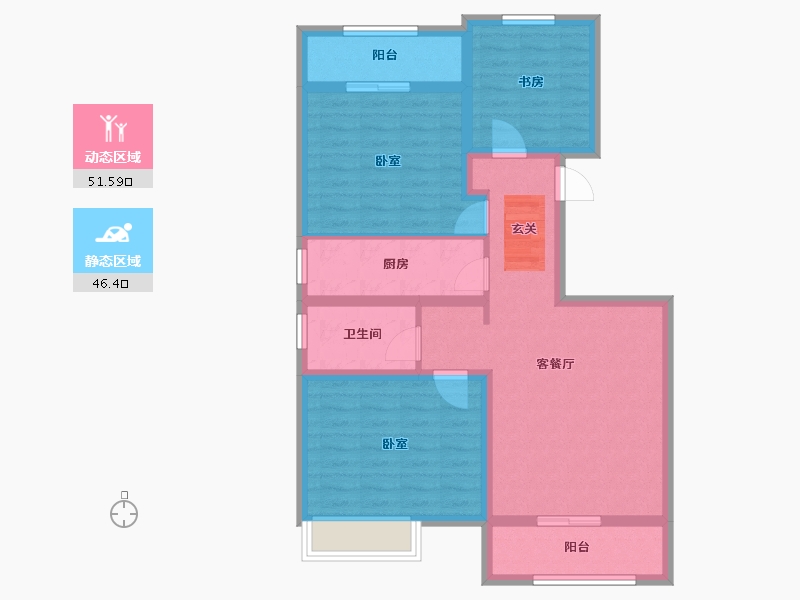 河南省-郑州市-正商馨港家-86.70-户型库-动静分区