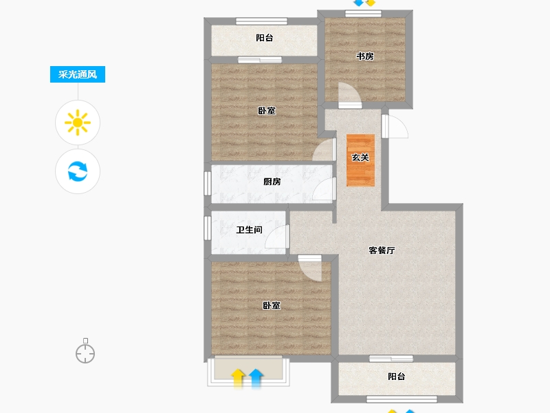 河南省-郑州市-正商馨港家-86.70-户型库-采光通风