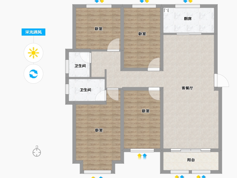 河南省-焦作市-中嘉美景-124.00-户型库-采光通风