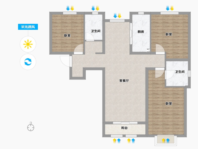 河南省-焦作市-中嘉美景-106.00-户型库-采光通风