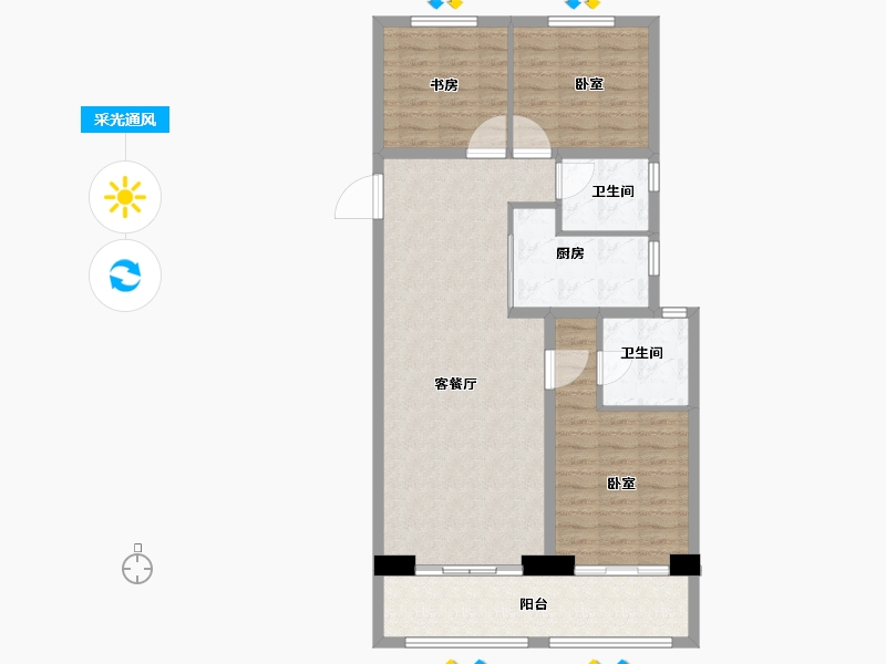 山东省-菏泽市-菏泽中心-96.99-户型库-采光通风