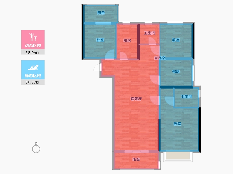 河南省-郑州市-汇泉博澳东悦城-103.00-户型库-动静分区