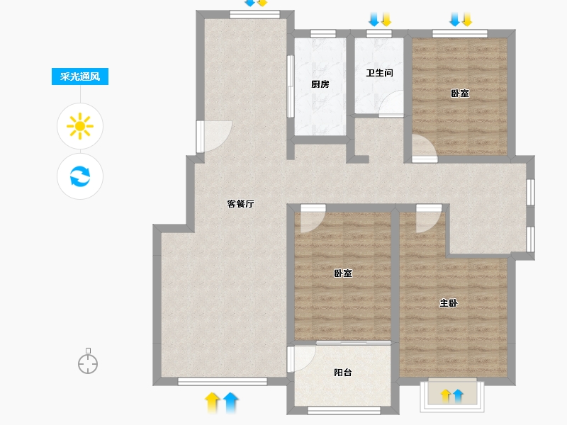 山东省-滨州市-玉泰未来城-105.28-户型库-采光通风