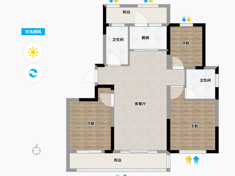 山东省-济南市-金域蓝山-108.00-户型库-采光通风