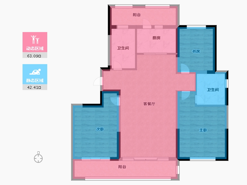 山东省-济南市-金域蓝山-93.99-户型库-动静分区