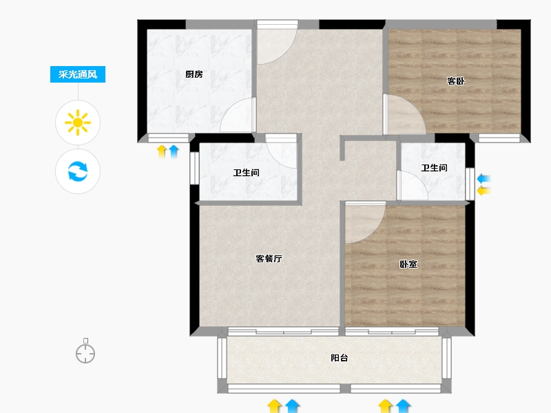 河南省-焦作市-和诚外滩II期-76.80-户型库-采光通风