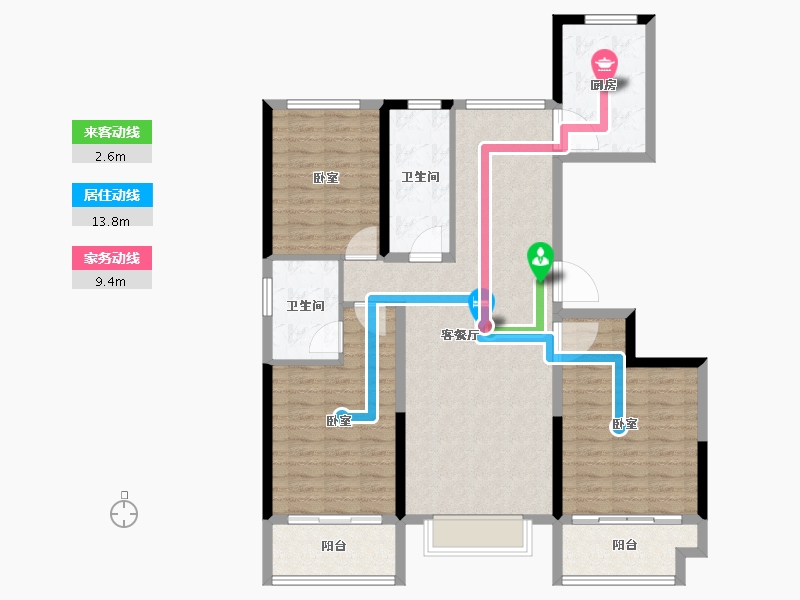 山东省-济南市-裕璟水岸华苑-111.47-户型库-动静线