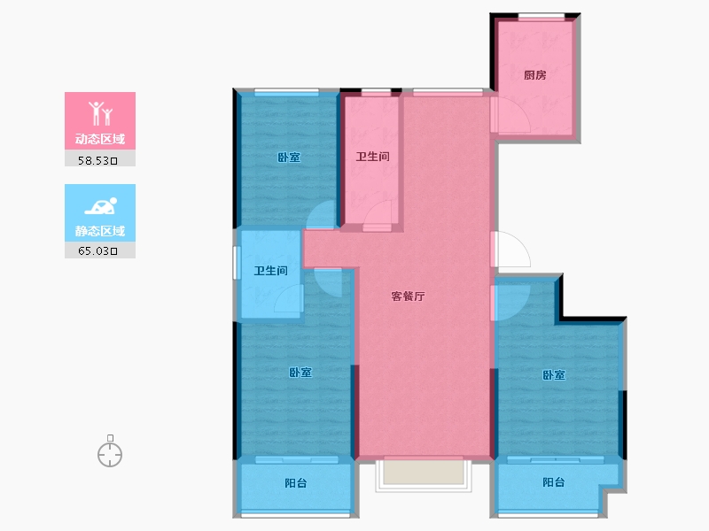 山东省-济南市-裕璟水岸华苑-111.47-户型库-动静分区