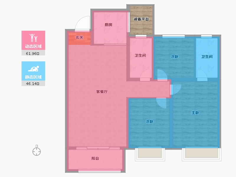 山东省-淄博市-龙泉家园悦景台-101.00-户型库-动静分区