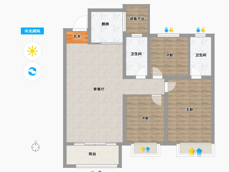 山东省-淄博市-龙泉家园悦景台-101.00-户型库-采光通风