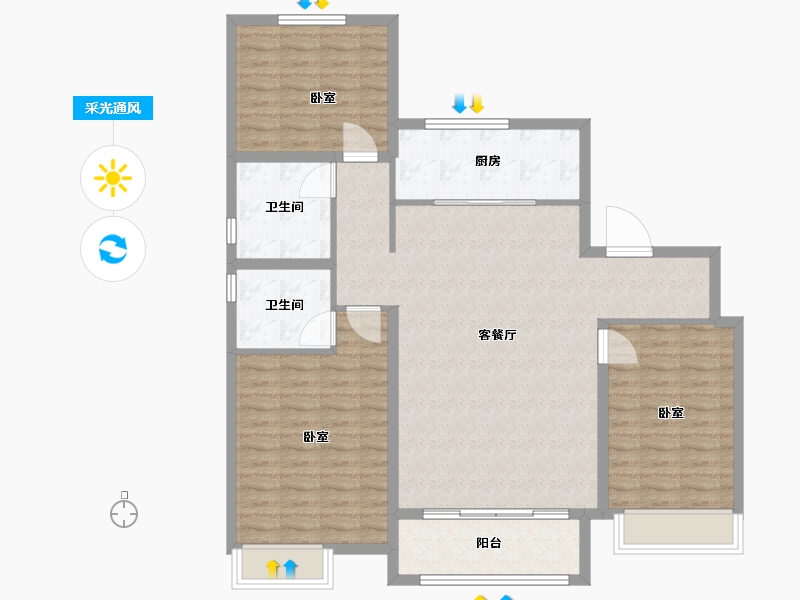 山东省-德州市-惠宁·清华园-111.00-户型库-采光通风