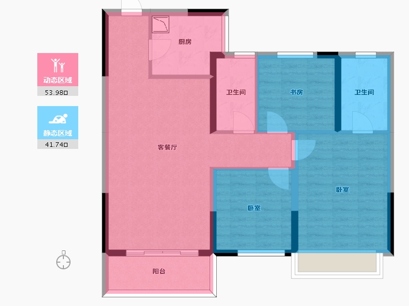 山东省-济南市-金科东方博翠-85.49-户型库-动静分区