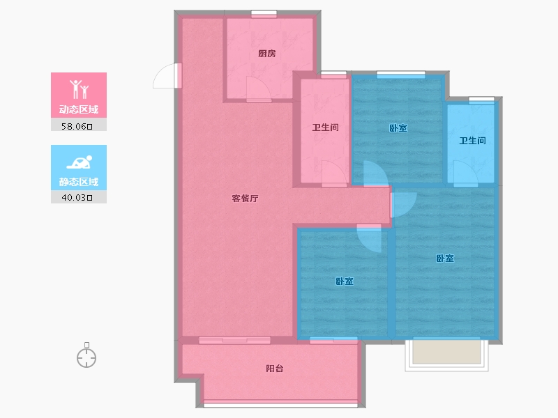 河南省-郑州市-合筑•玖合湾-88.01-户型库-动静分区