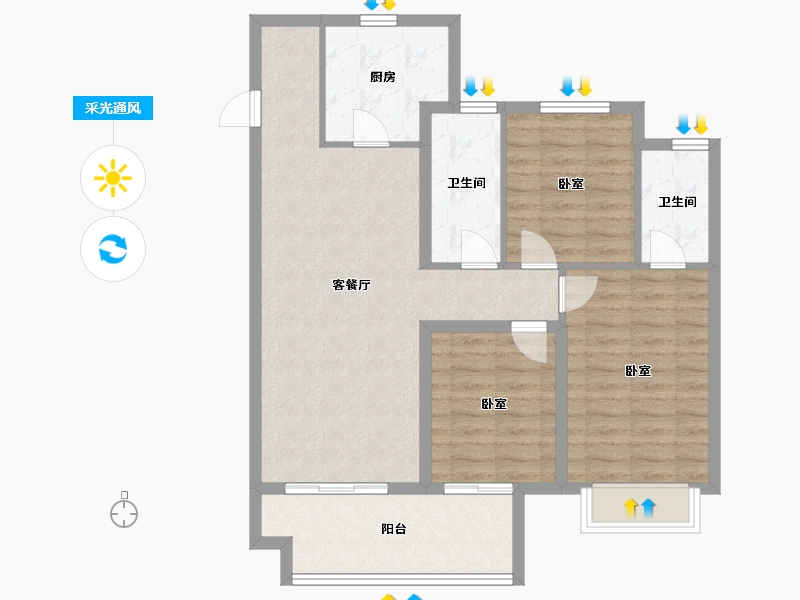 河南省-郑州市-合筑•玖合湾-88.01-户型库-采光通风