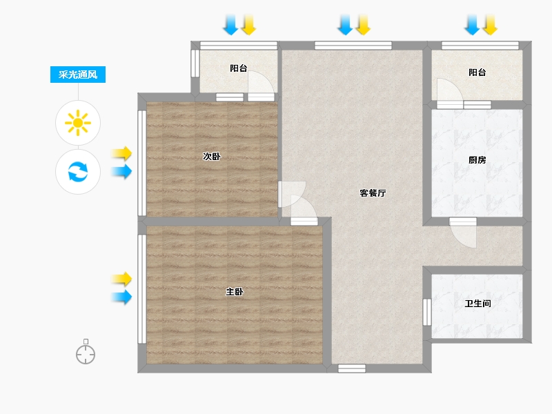 山东省-临沂市-万和中央广场-96.00-户型库-采光通风