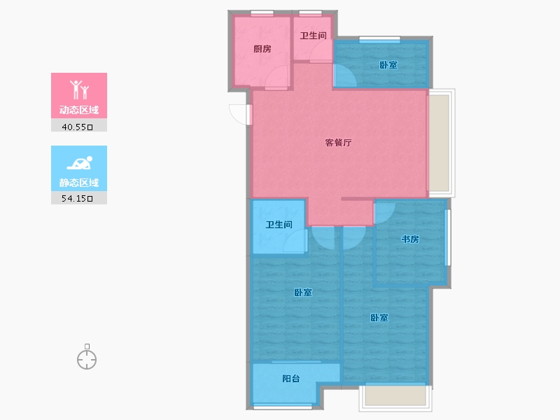 浙江省-嘉兴市-鸿翔百合园-86.19-户型库-动静分区