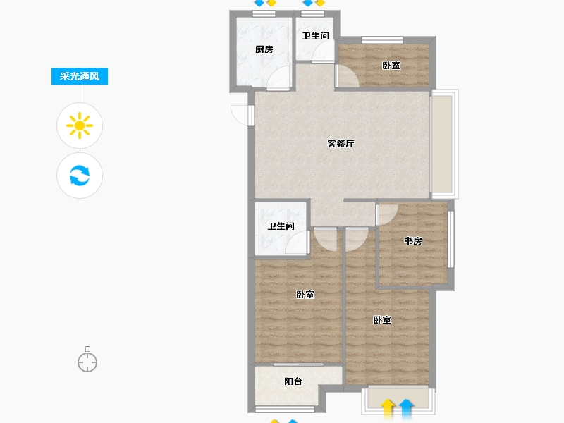 浙江省-嘉兴市-鸿翔百合园-86.19-户型库-采光通风